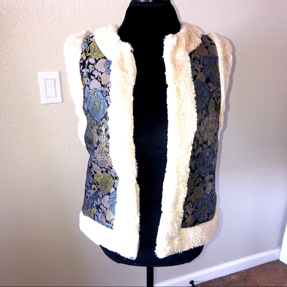 Nasty Girl faux fur and tapestry vest